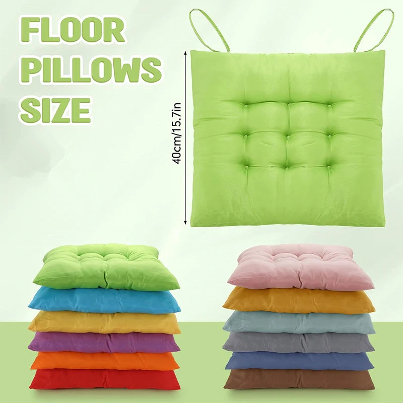 Chair Pads Cushions for Dining Chairs with Ties Square Floor Pillows