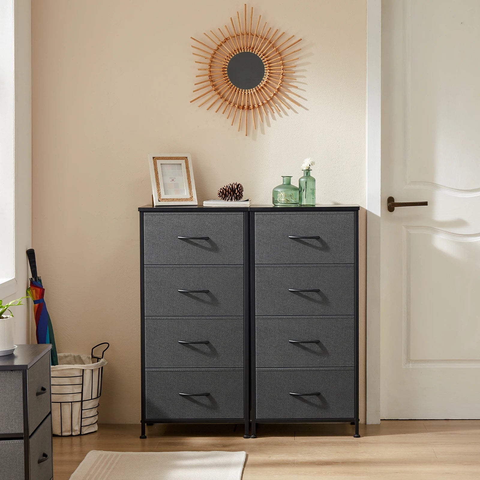 Dresser For Bedroom With 4 Fabric Drawers