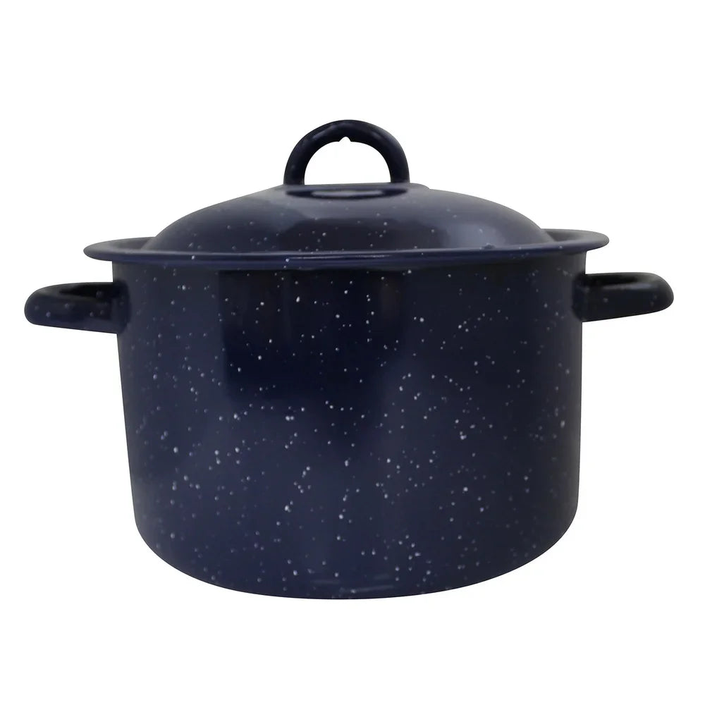 Enamel Stock Pot with Double Handles Oven Safe Durable Steel Soup Stews Cooking Pot