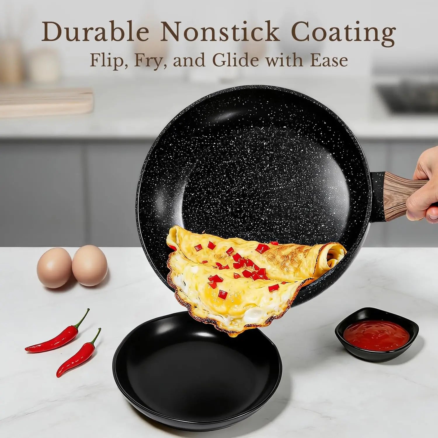 25-Piece Nonstick Ceramic Cookware Set, Healthy & Induction Compatible,