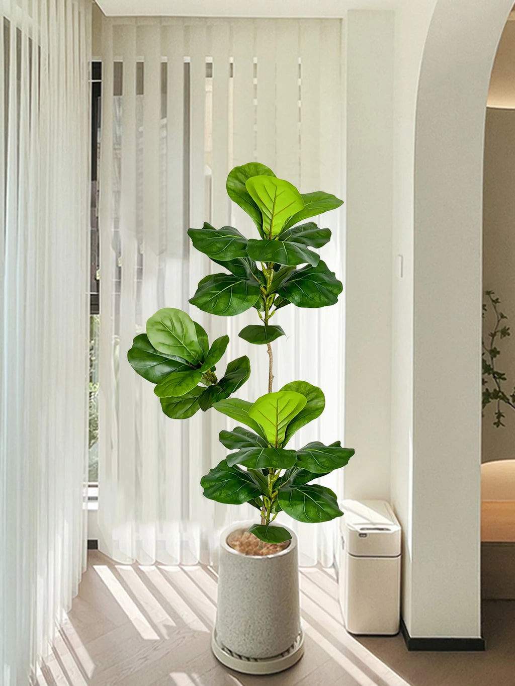 Large Artificial Ficus Tree Fake Rubber Plants Branch Plastic Fiddle Leaves