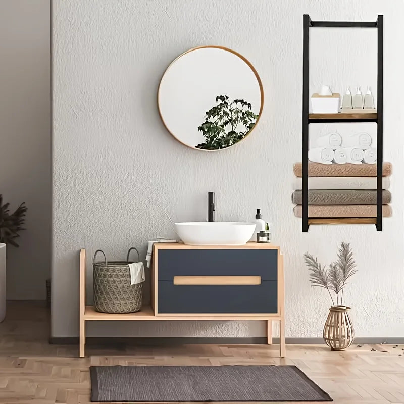 2-layer carbon steel wall-mounted towel rack, French country style