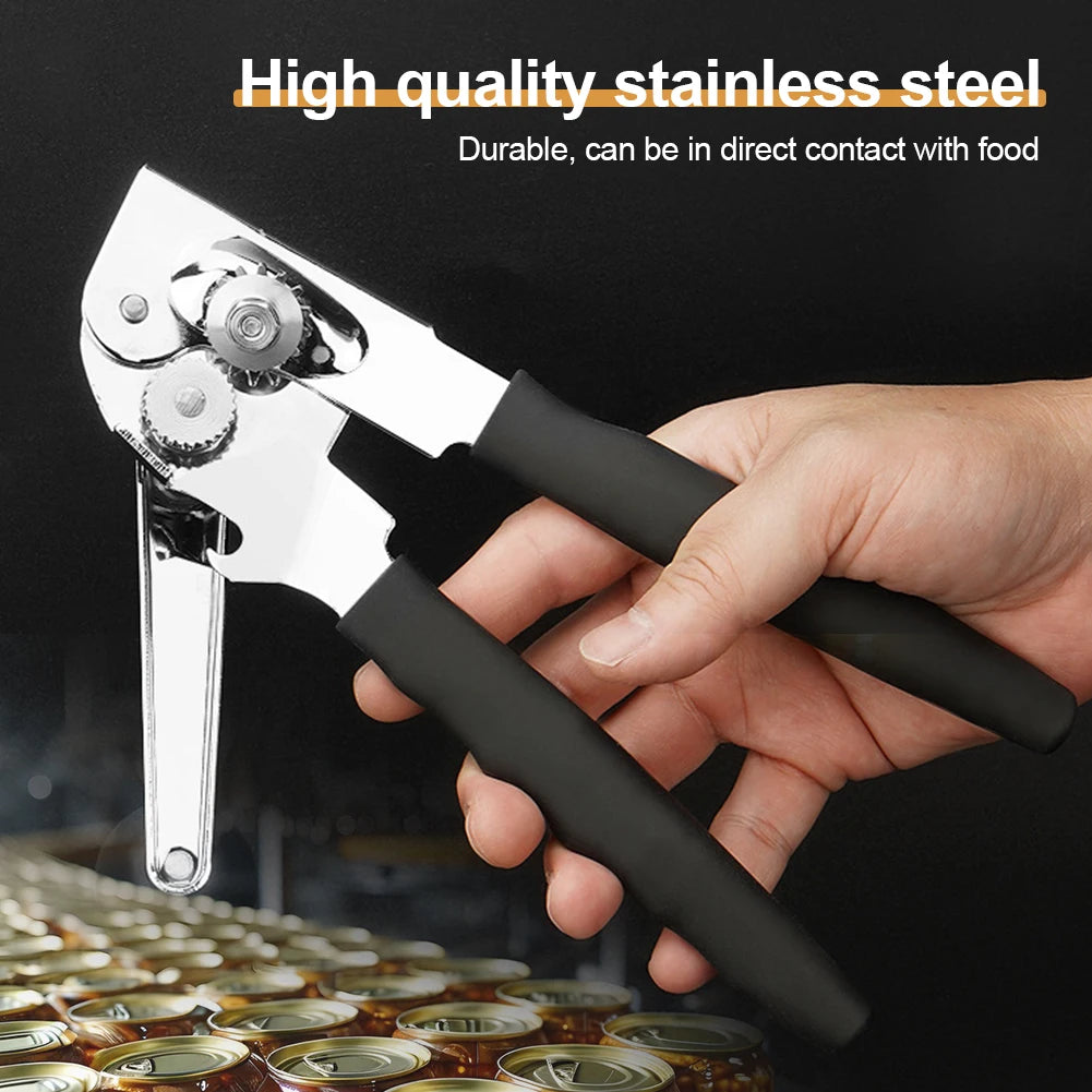 Stainless Steel Can Opener Razor Sharp Bottle Opener Soft Ergonomic Handle Manual Can Opener for Multifunctional Kitchen Tool