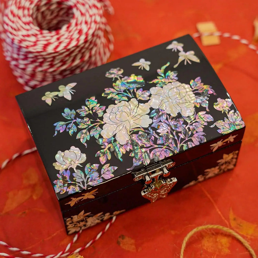 Handmade Mother of Pearl Jewelry Box with Mirror