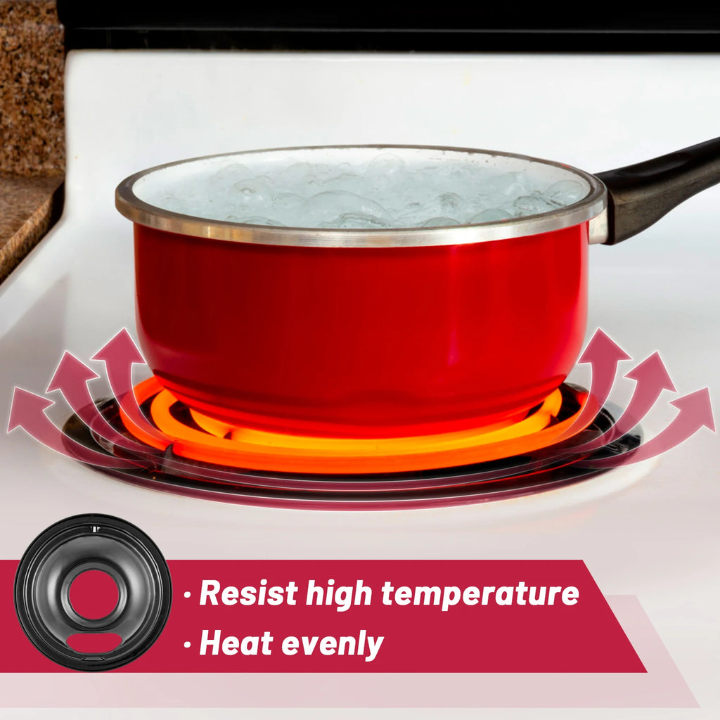 4 Pack Black Cooktop Drip Pans, Compatible with GE Hotpoint Stove