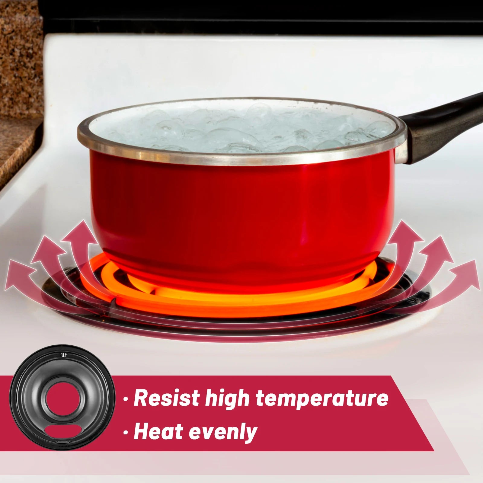 4 Pack Black Cooktop Drip Pans, Compatible with GE Hotpoint Stove