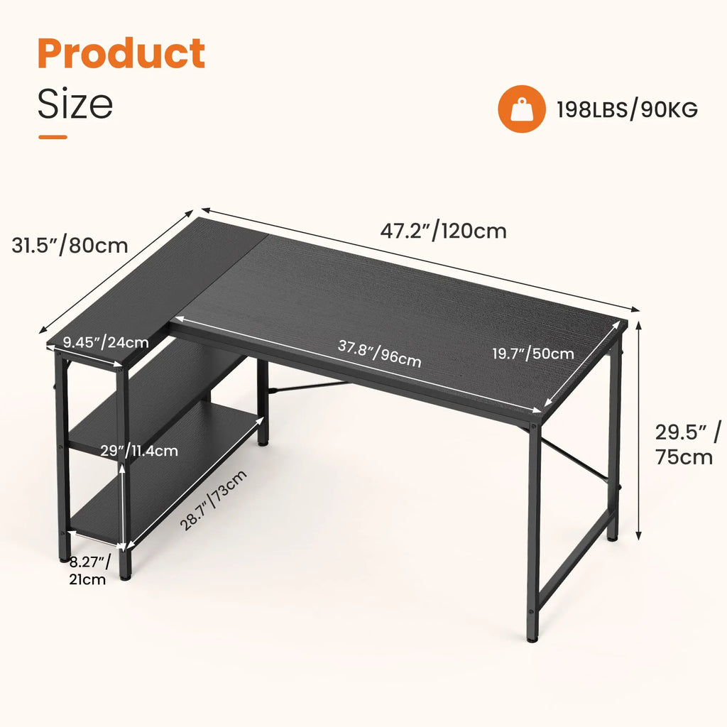 L Shaped Desk 47 Inch Computer Desk Gaming Furniture Corner Desks Home Office
