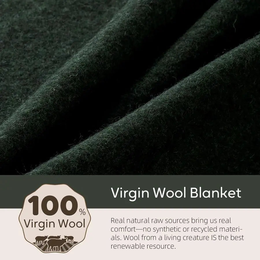 Wool Blanket, 62" x 86", Warm, Thick, Washable, Military Wool Blanket