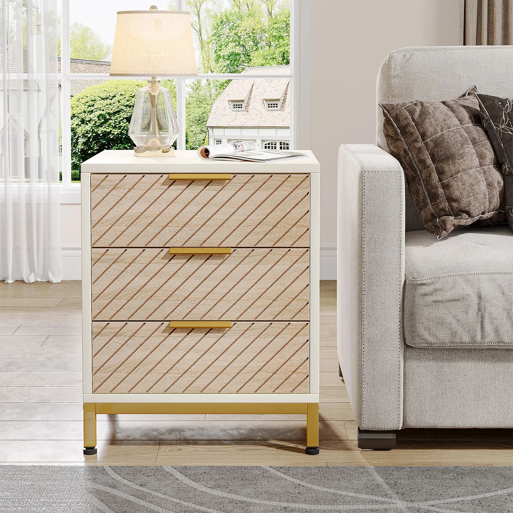 Night Stands for Bedroom  with 3 Drawers Bedside Tables