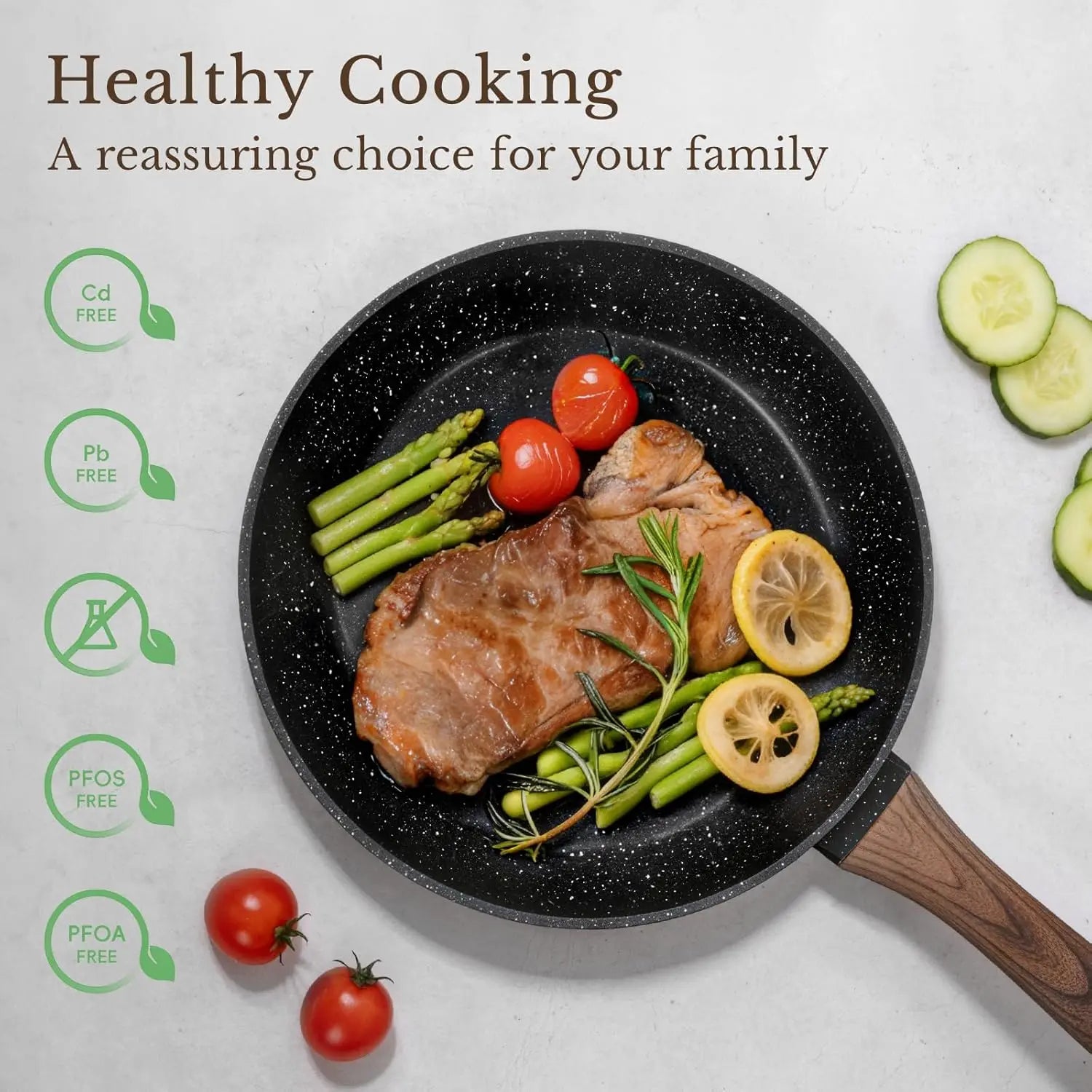 25-Piece Nonstick Ceramic Cookware Set, Healthy & Induction Compatible,