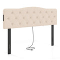 Headboard for Queen & Full Size Bed, Tufted Upholstered Head Board w/ 2AC Outlets
