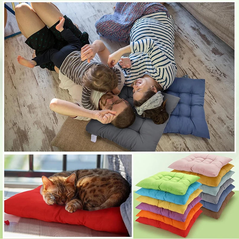 Chair Pads Cushions for Dining Chairs with Ties Square Floor Pillows