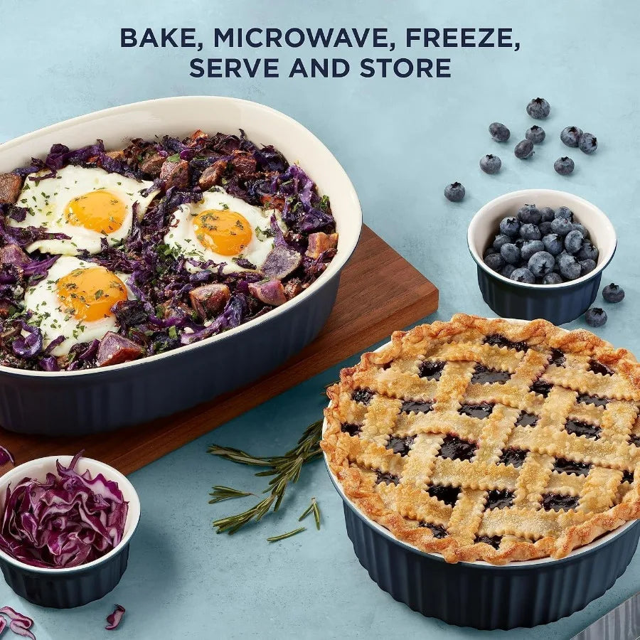 Ceramic Bakeware Set with Lids Chip and Crack Resistant Stoneware Baking Dish