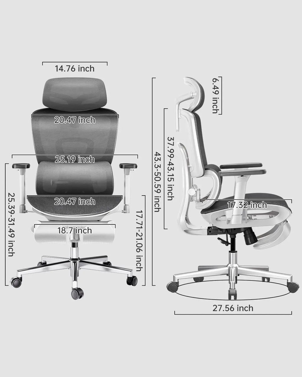 Ergonomic Mesh Office Chair with 3D Armrests, Adjustable Lumbar Support & Headrest for Home Desk