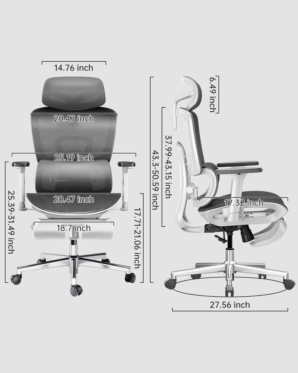 Ergonomic Mesh Office Chair with 3D Armrests, Adjustable Lumbar Support & Headrest for Home Desk
