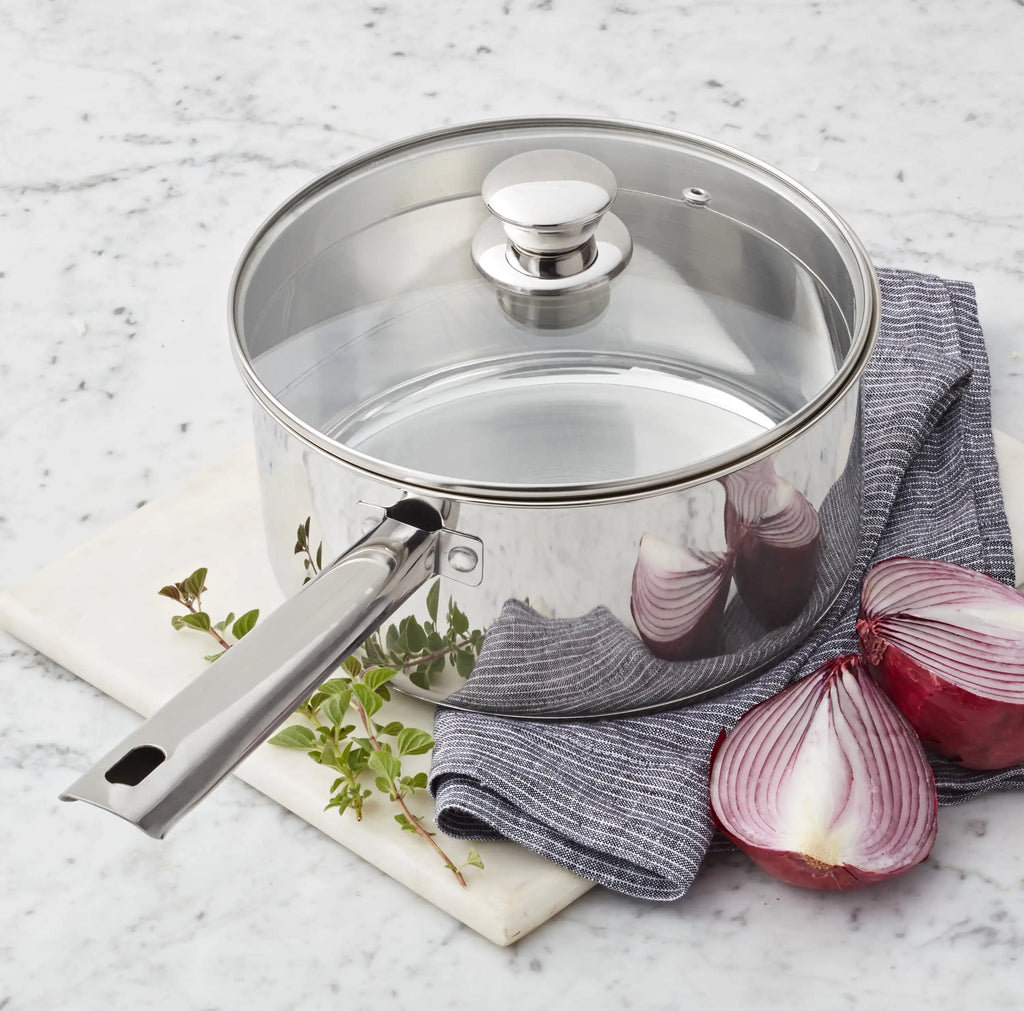 3 qt Induction Compatible Stainless Steel Saucepan with Lid