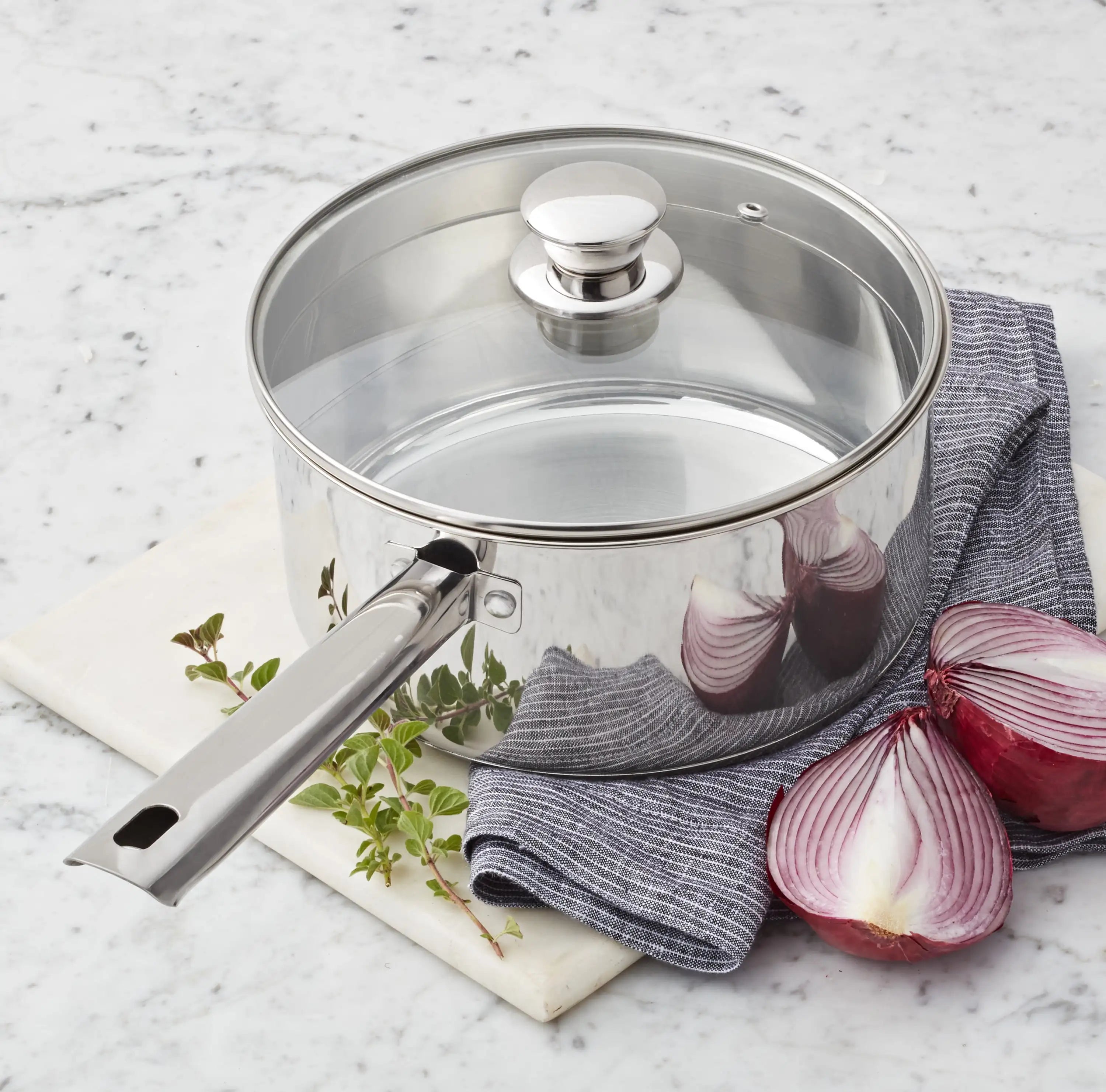 3 qt Induction Compatible Stainless Steel Saucepan with Lid