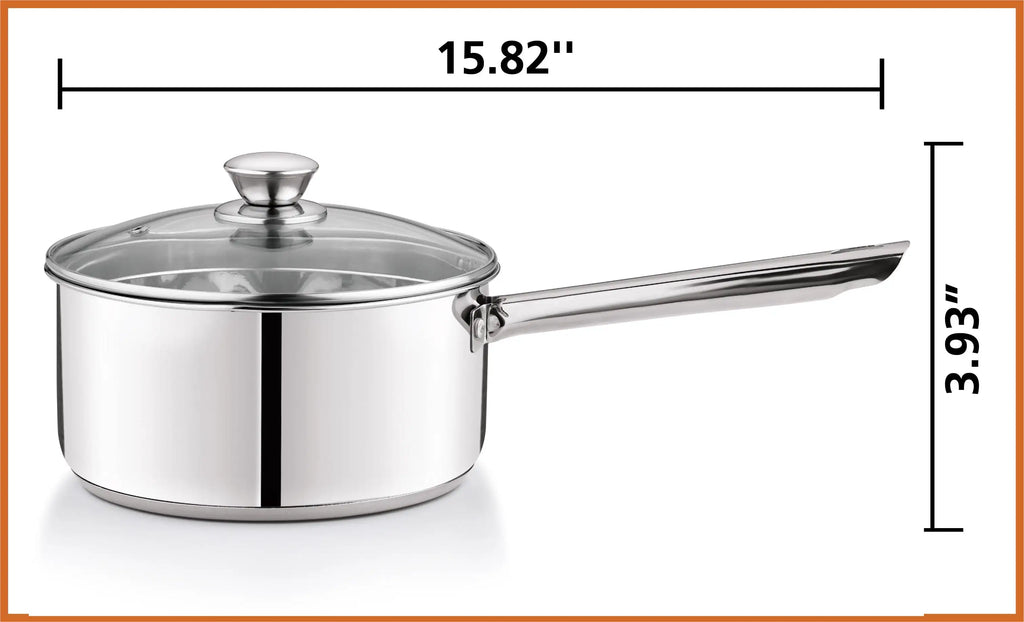 3 qt Induction Compatible Stainless Steel Saucepan with Lid