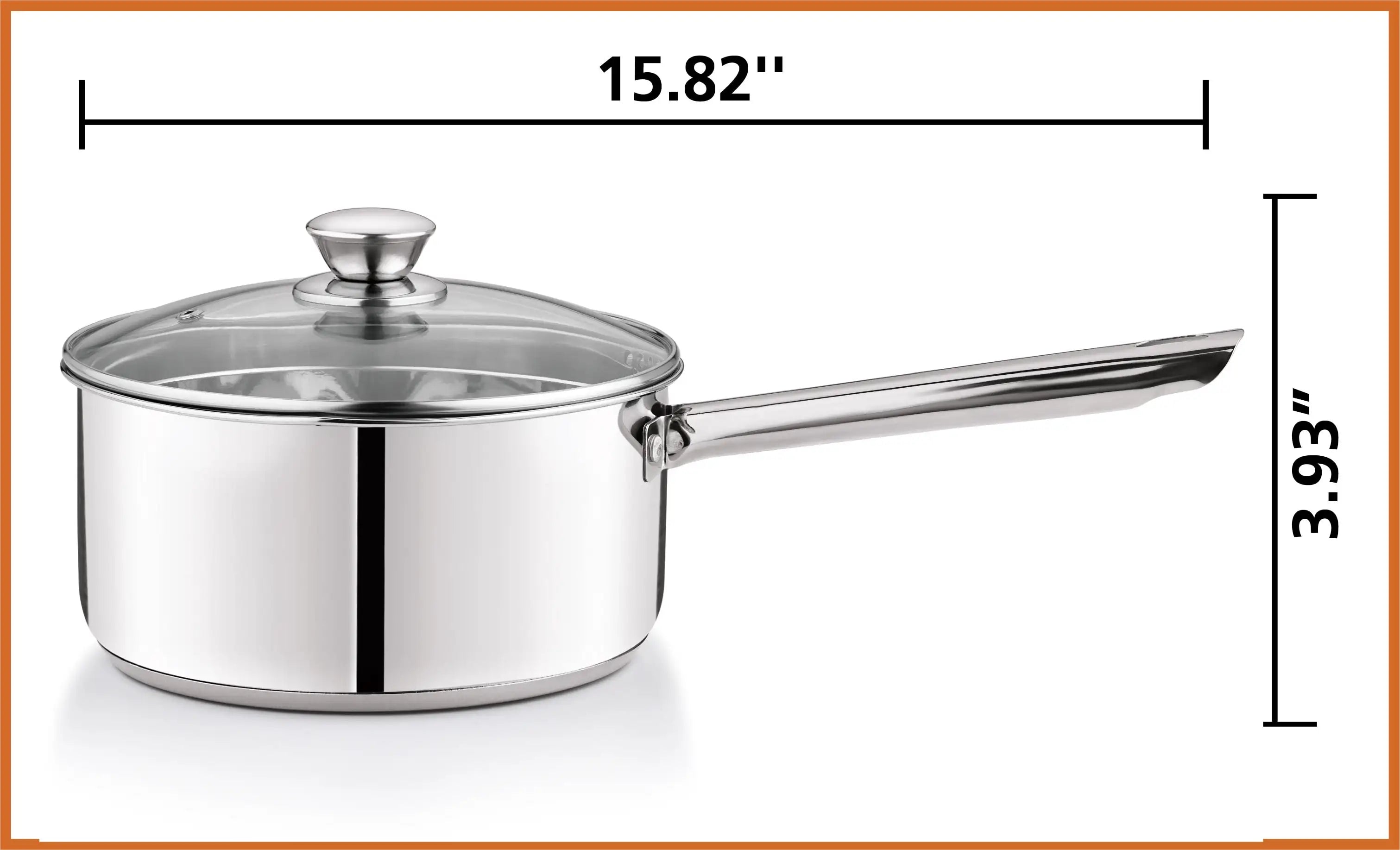 3 qt Induction Compatible Stainless Steel Saucepan with Lid