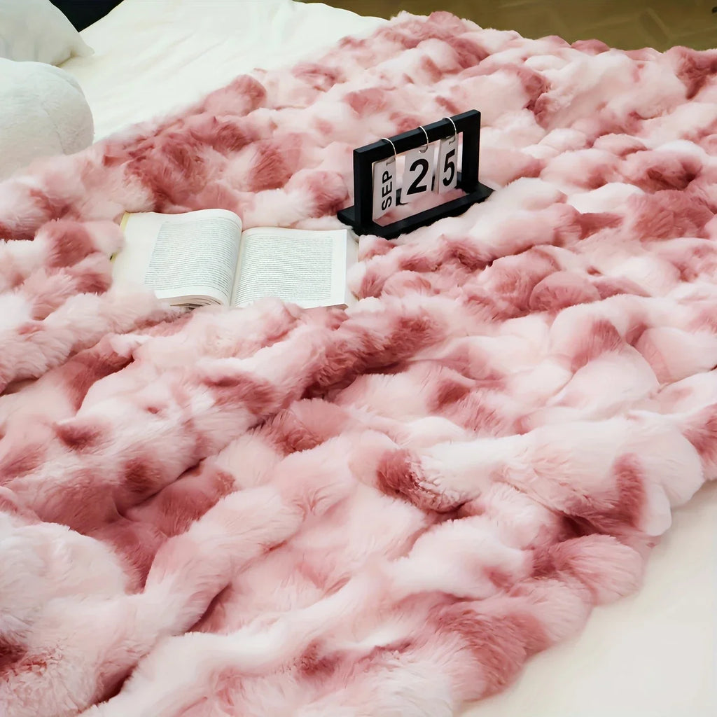 Soft, Warm, 1pc Cozy Faux Rabbit Fleece Blanket