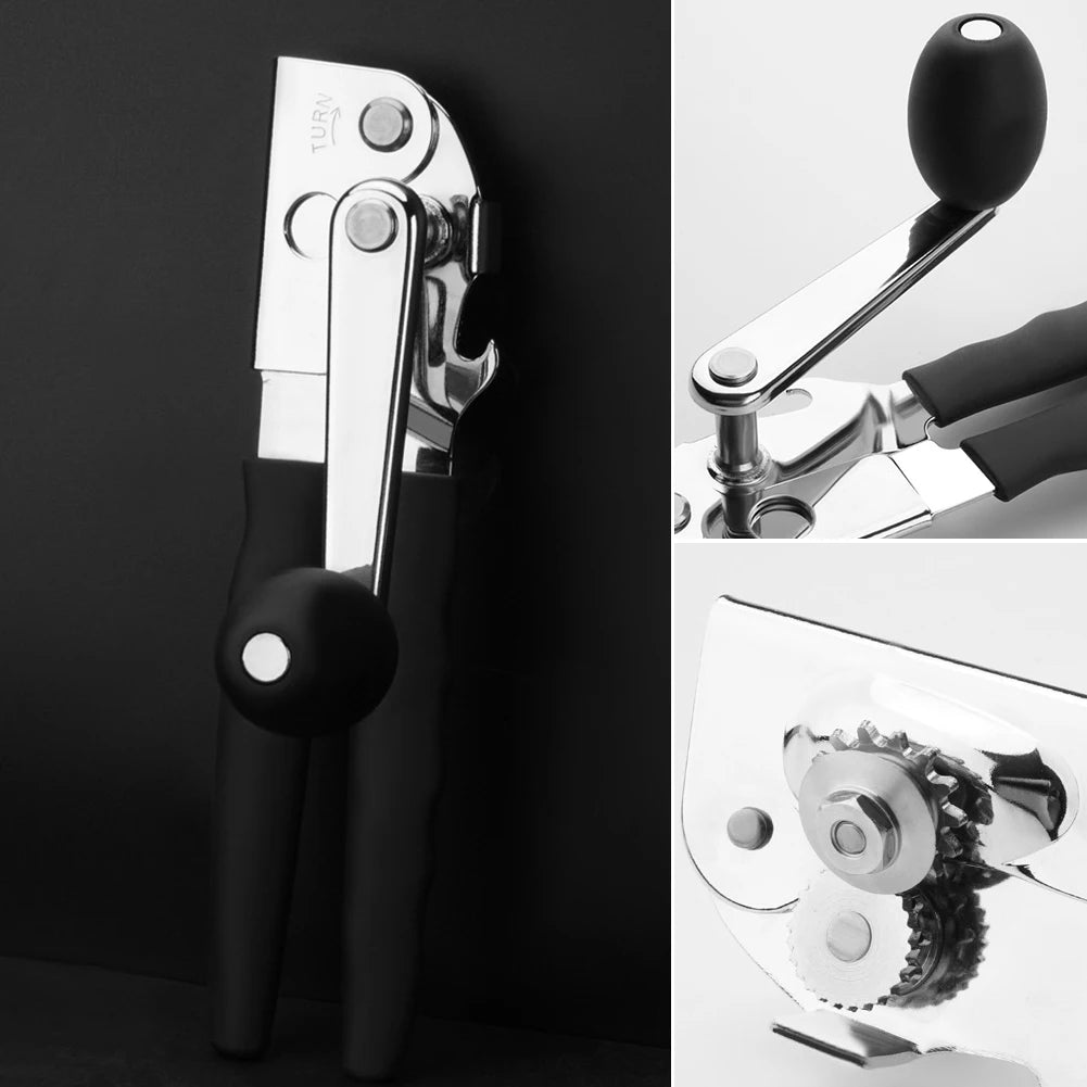 Stainless Steel Can Opener Razor Sharp Bottle Opener Soft Ergonomic Handle Manual Can Opener for Multifunctional Kitchen Tool