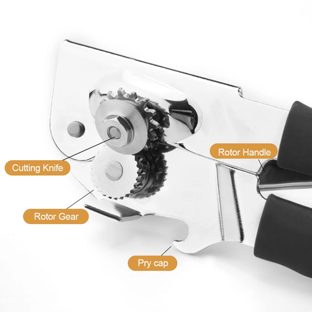 Stainless Steel Can Opener Razor Sharp Bottle Opener Soft Ergonomic Handle Manual Can Opener for Multifunctional Kitchen Tool