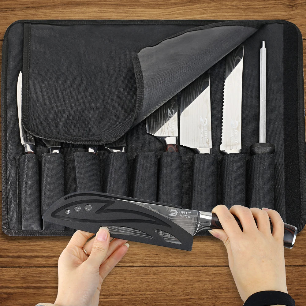 Kitchen Knife Set 7Cr17Mov Stainless Steel Chef Knife Ultra Sharp Santoku Cleaver