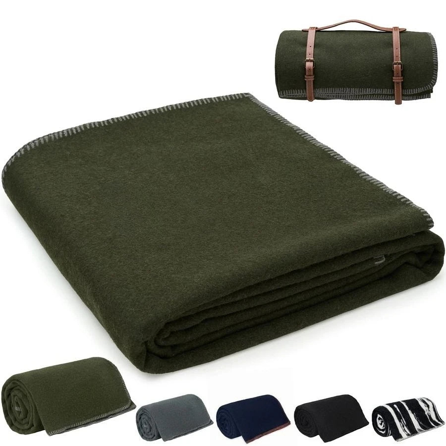 Wool Blanket, 62" x 86", Warm, Thick, Washable, Military Wool Blanket