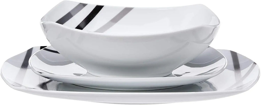 18-Piece Square Dinnerware Set for 6 - Plates and Bowls, Kitchen Essentials