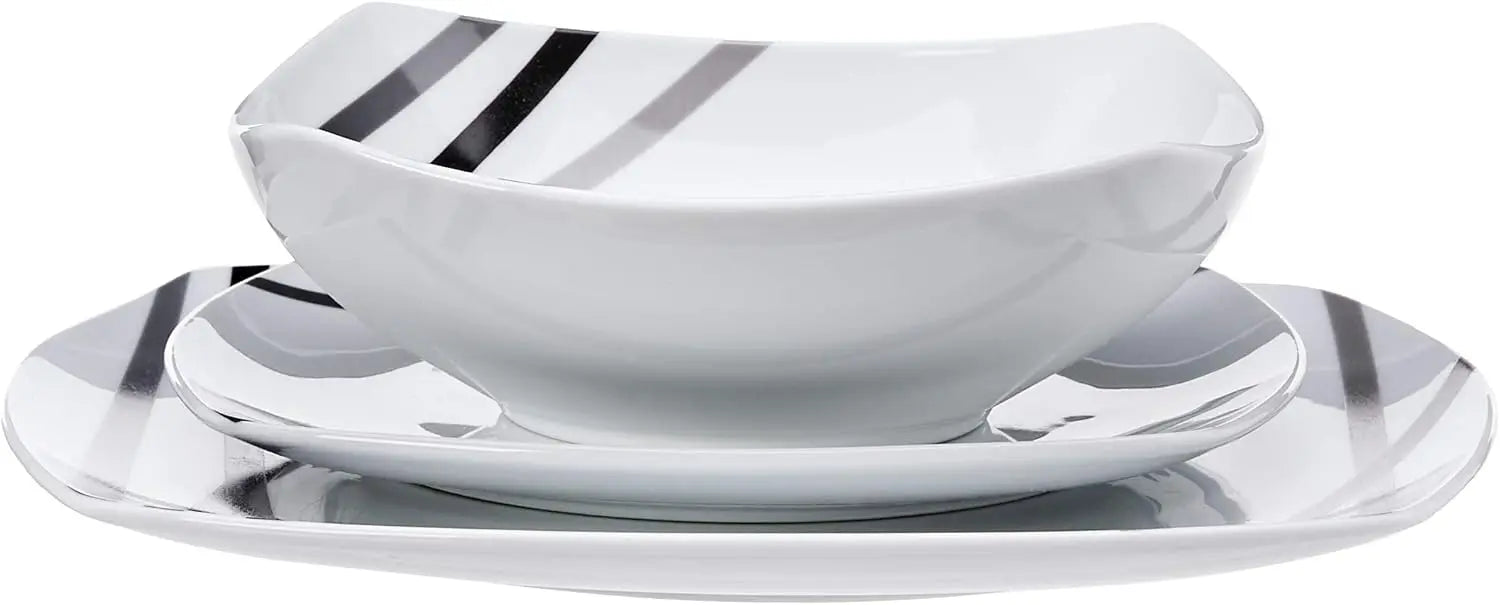 18-Piece Square Dinnerware Set for 6 - Plates and Bowls, Kitchen Essentials