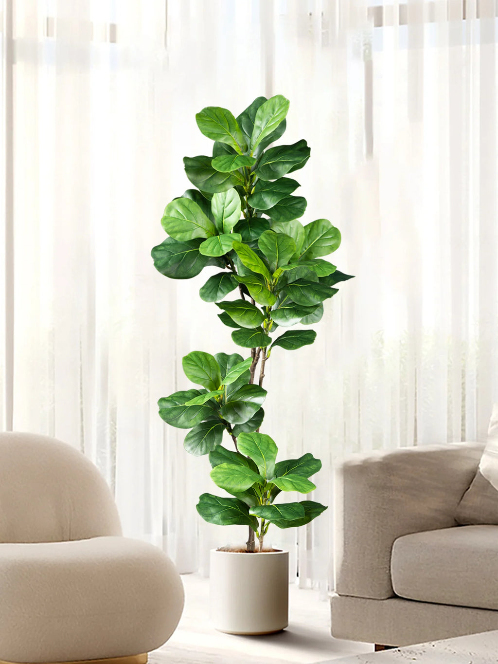 Large Artificial Ficus Tree Fake Rubber Plants Branch Plastic Fiddle Leaves