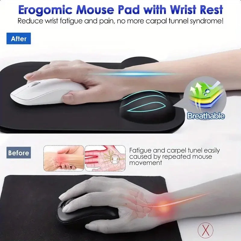 9x8.26in Ergonomic Mouse Pad with Wrist Rest