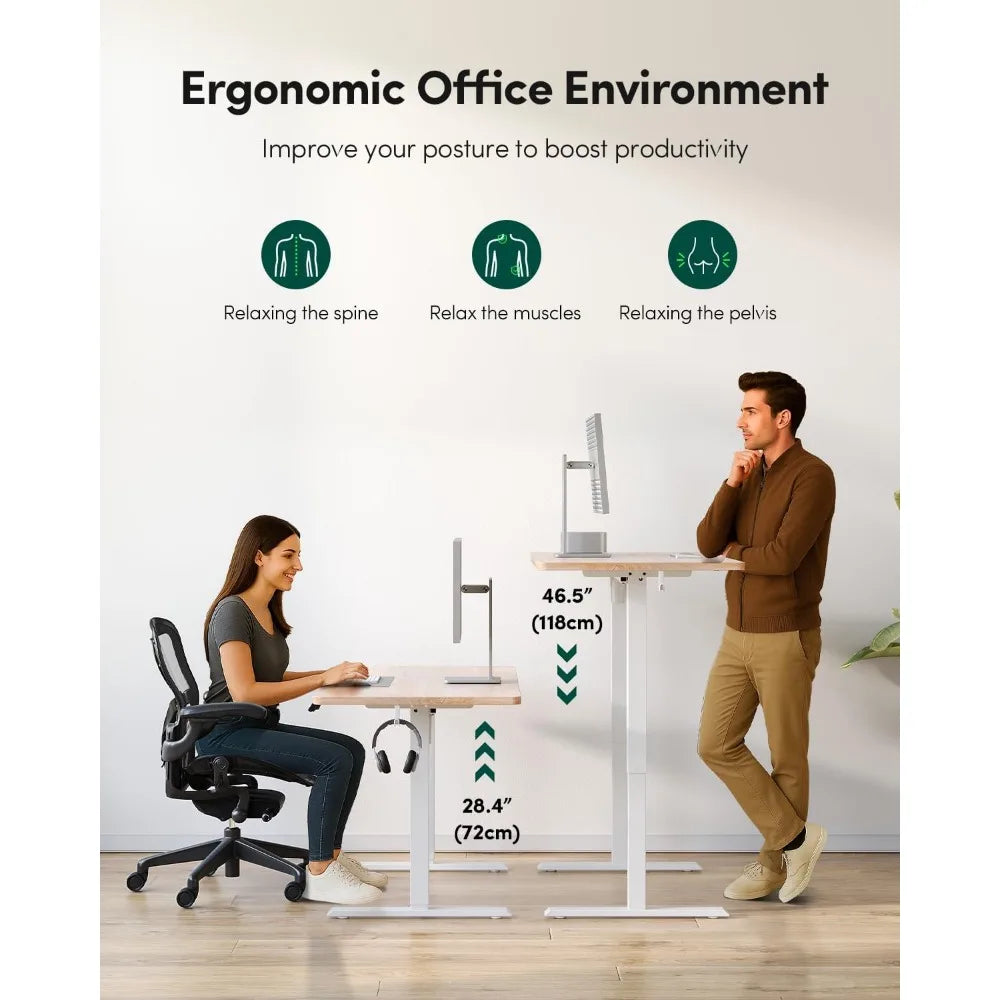 Electric Adjustable Height Standing Desk, 48x24 for Home Office, Computer Desk with 4 Memory Settings