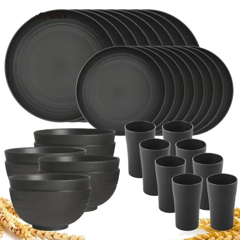 32Pcs,wheat straw tableware sets