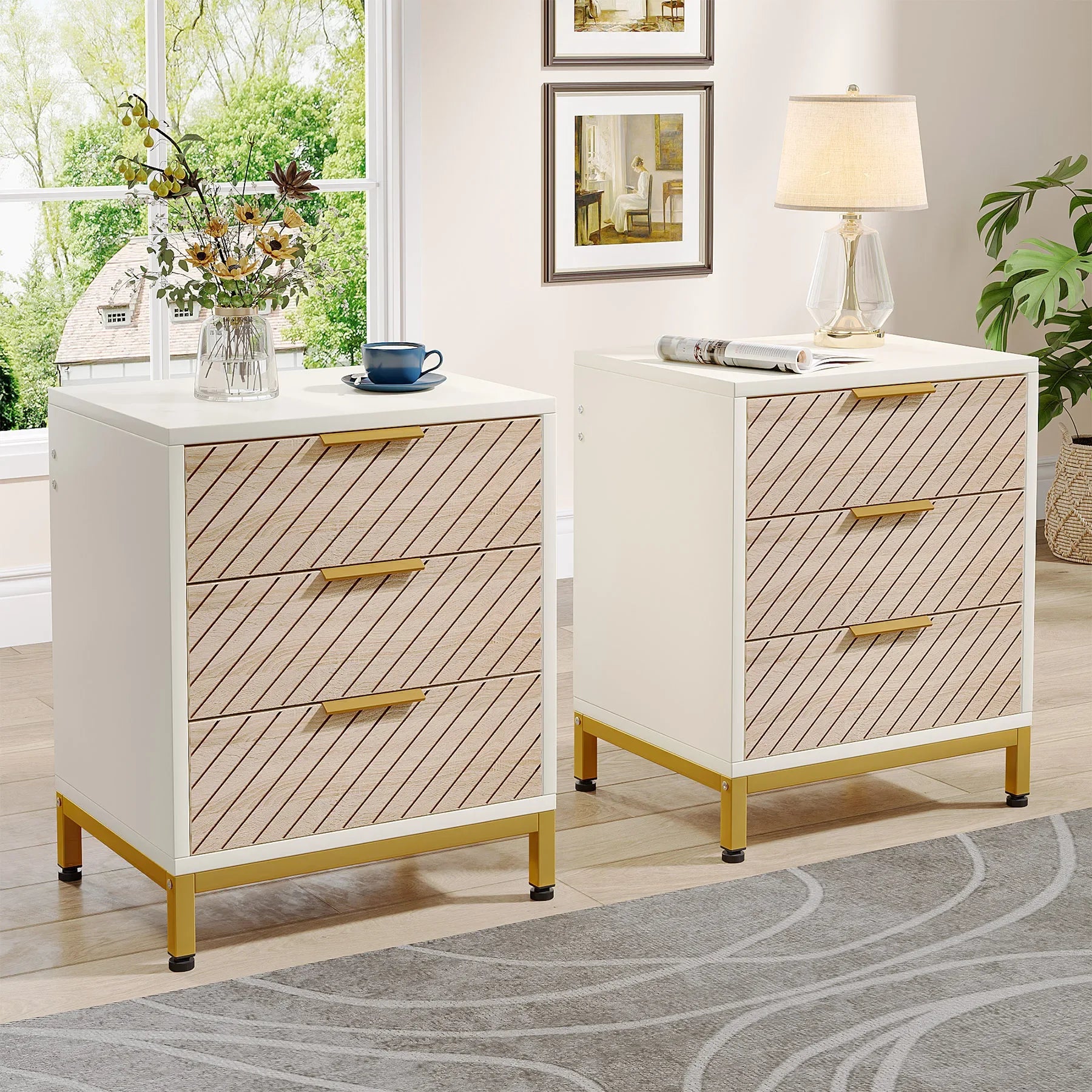 Night Stands for Bedroom  with 3 Drawers Bedside Tables