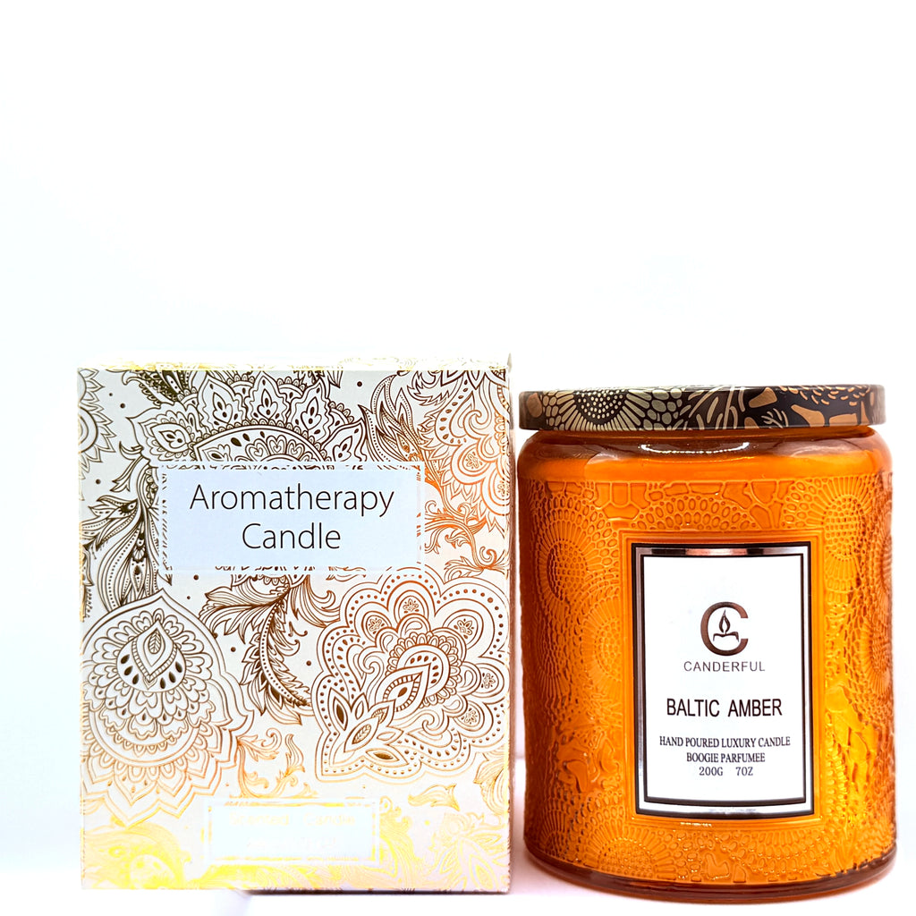 Embossed Glass Scented Candle Soy Wax Aromatherapy Candle | 5 Scents | 40 Hour Long Burn |