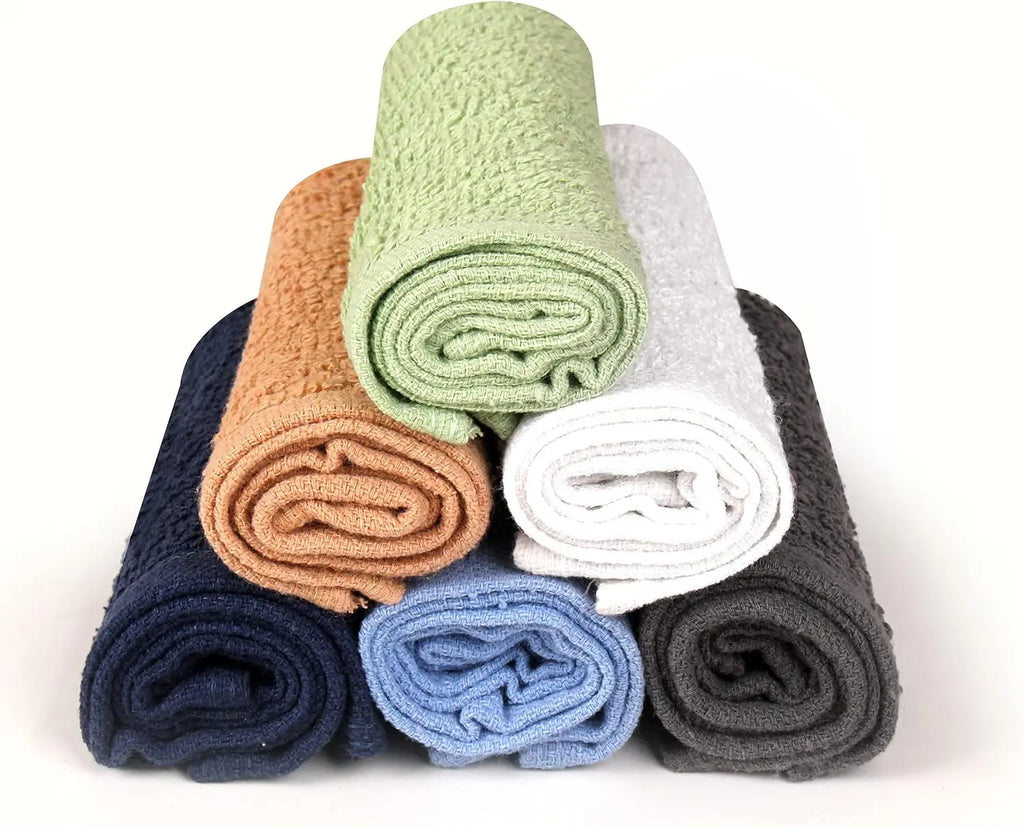 24-Pack 100% Cotton Wash Cloths, Super Absorbent & Soft Flannel Face Towels for Multi-Purpose Use