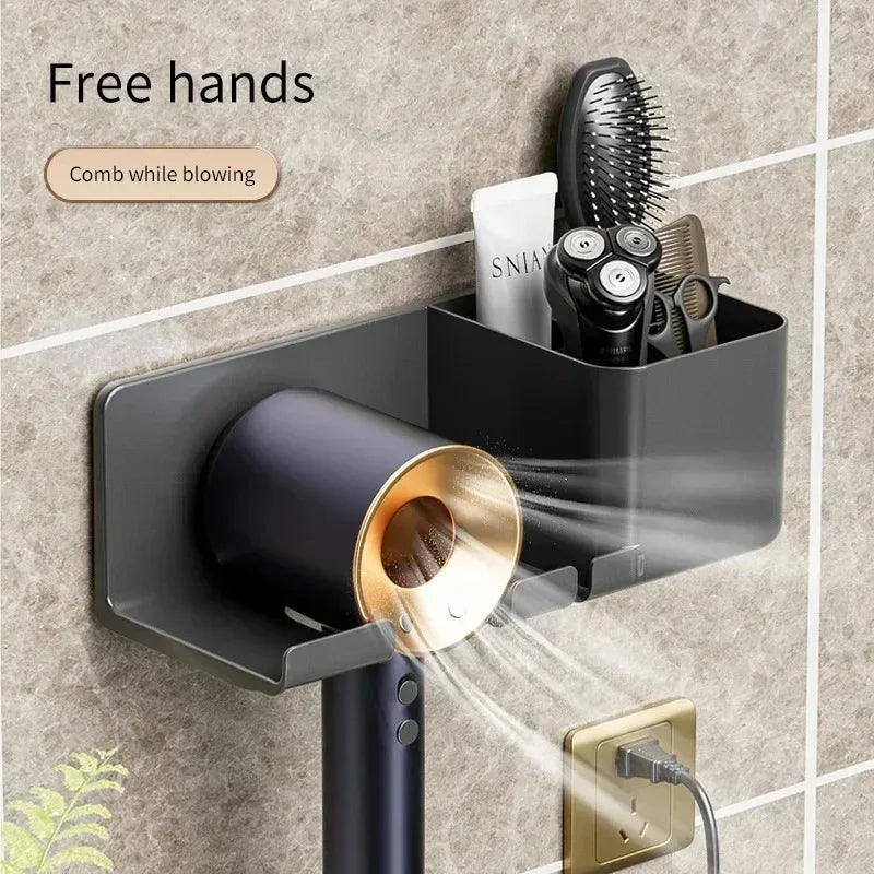 Wall Dryer Cradle  Stand Hairdryer Organizer Box Holder Shelf Bathroom Accessories
