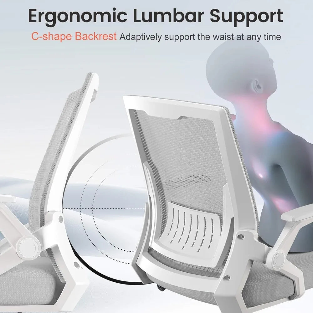GTRACING Ergonomic Office Chair Flip-up Armrests Executive Computer Chair for Home Office Breathable Mesh Comfy Lumbar Support