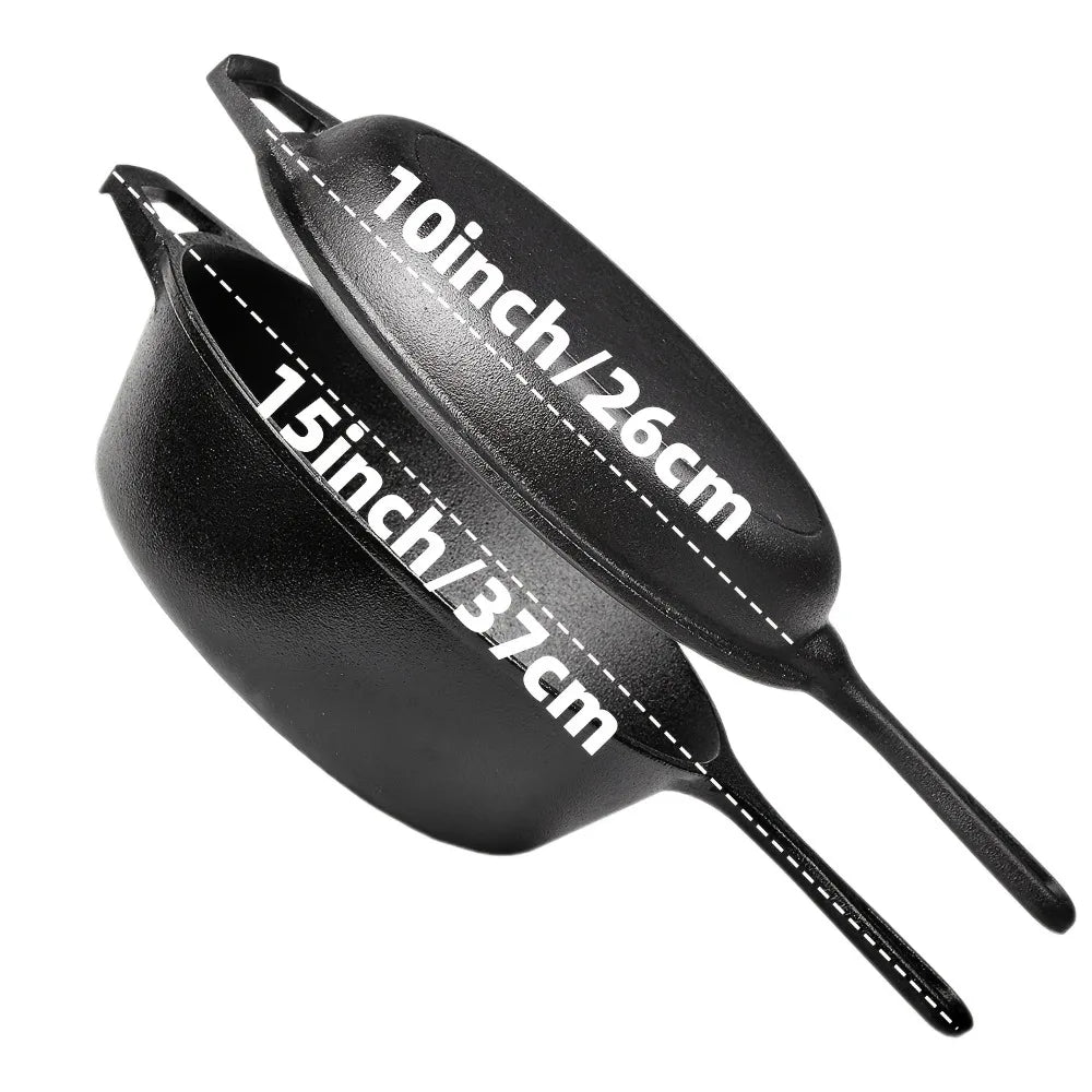 3-Piece Cast Iron Skillet Set (6/8/10 Inch) - Pre-Seasoned, Non-Stick