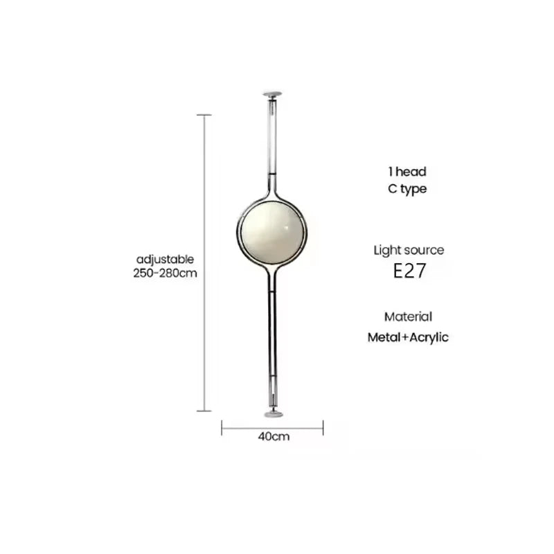 Chrome Metal Floor Lamp White Yellow Acrylic Ball Standing Lamp Living Room
