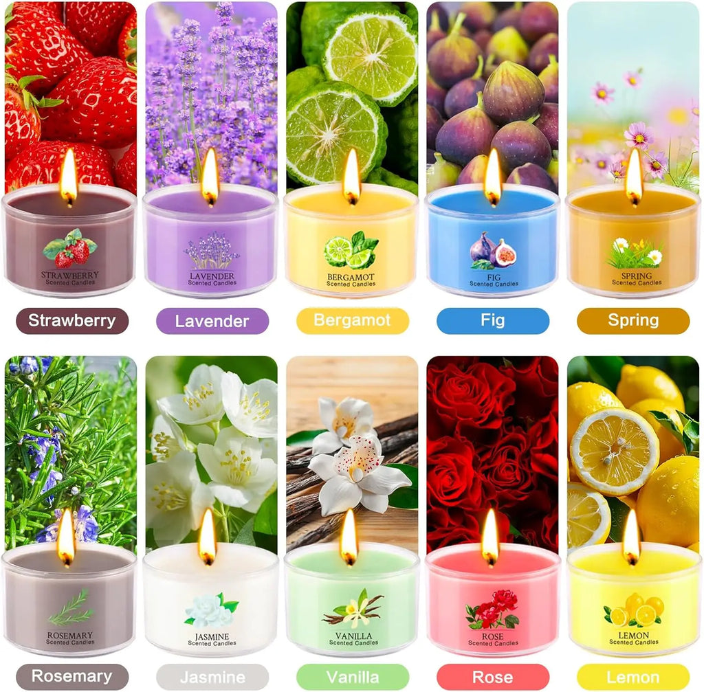 20 Pack Aromatherapy Scented Soy Candles 10 Scents 1.6oz Long-Lasting