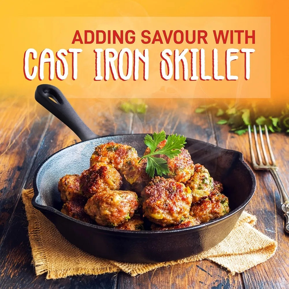 3-Piece Cast Iron Skillet Set (6/8/10 Inch) - Pre-Seasoned, Non-Stick