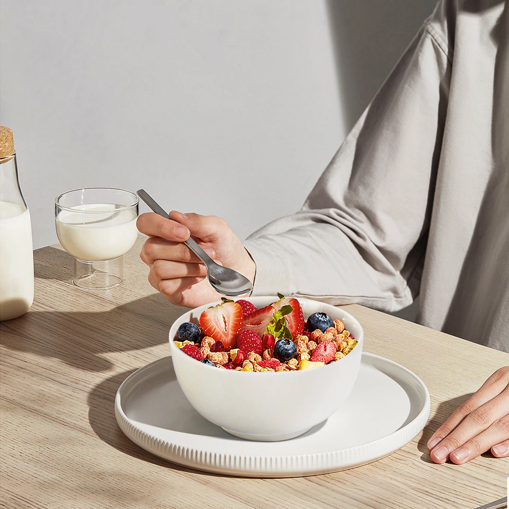 10 Ounce Porcelain Bowls Set 8 Pack Premium White Ceramic Bowls