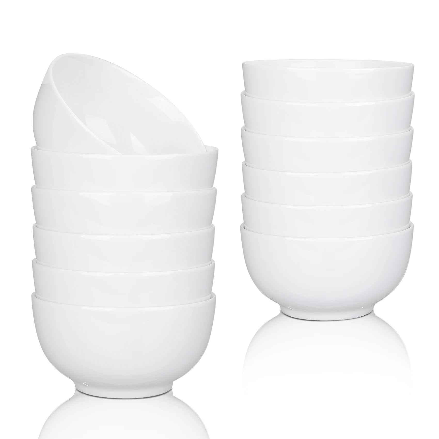 10 Ounce Porcelain Bowls Set 8 Pack Premium White Ceramic Bowls