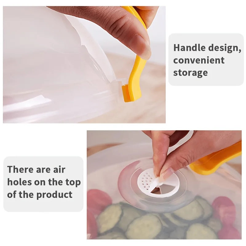 1pc Microwave Food Cover - Splash Proof With Steam Vents & Handle Easy Grip