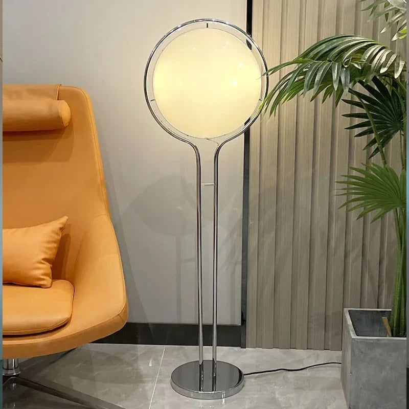 Chrome Metal Floor Lamp White Yellow Acrylic Ball Standing Lamp Living Room