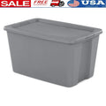 30 Gallon Storage Bin Stackable Container with Lid and Integrated Handles