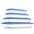 8-Piece Glass Baking Dish Set with Lids, Rectangular Pans for Lasagna