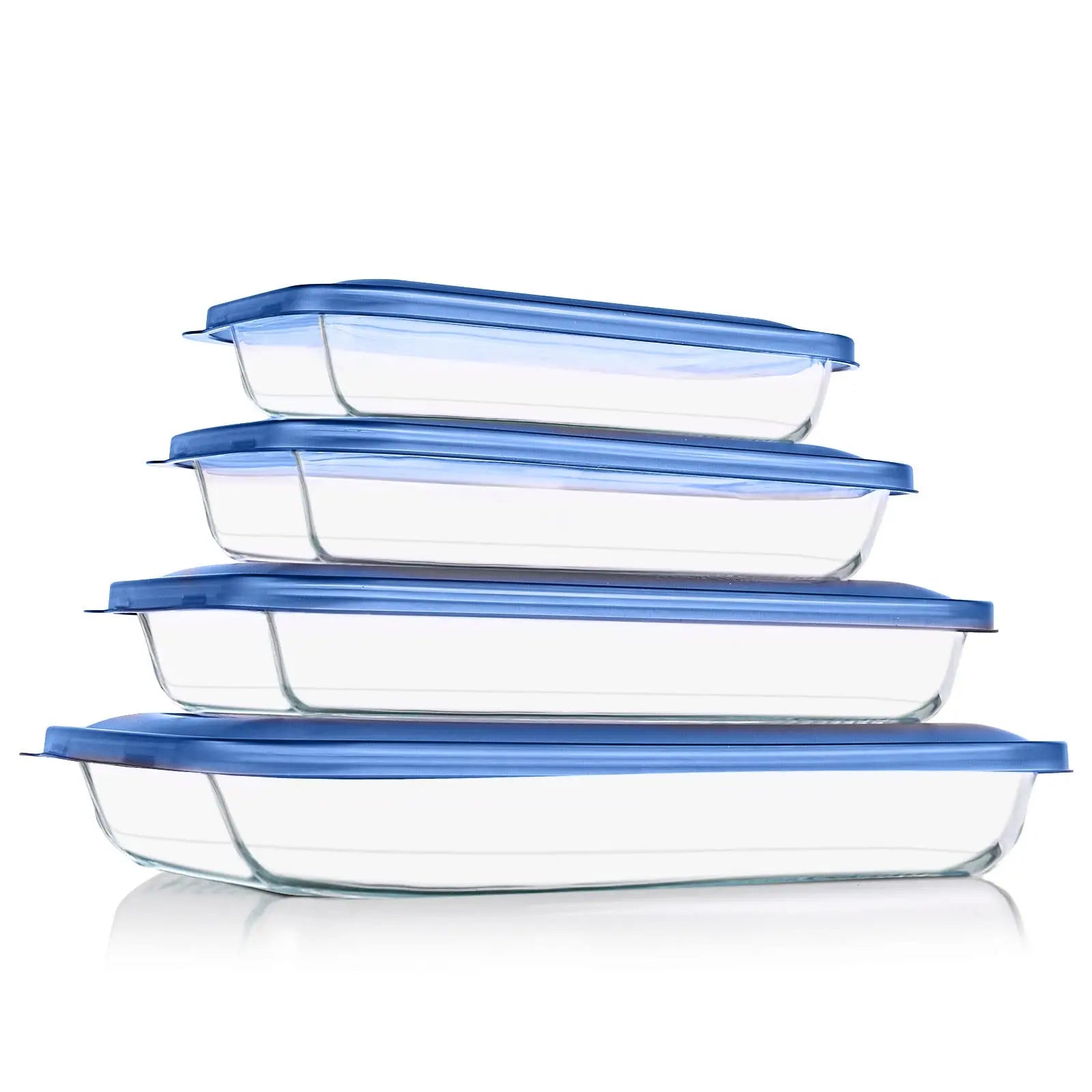 8-Piece Glass Baking Dish Set with Lids, Rectangular Pans for Lasagna